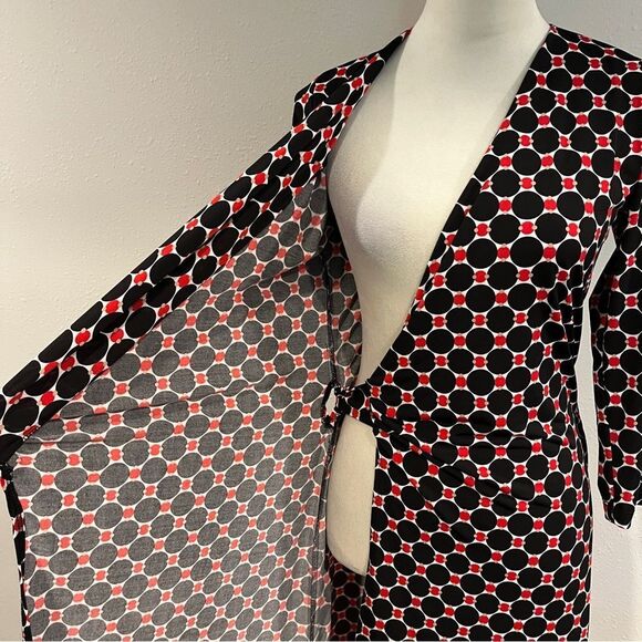 Reneec. Polka Dot long sleeve Wrap Dress size small - Picture 7 of 14